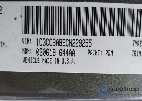 2012 Chrysler 200 Lx из США, поврежденный, VIN 1C3CCBAB9CN229255